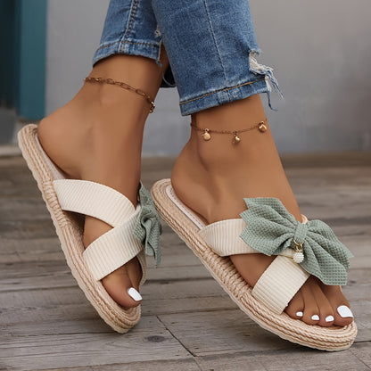Luna – Zomerslippers met Strikdetail