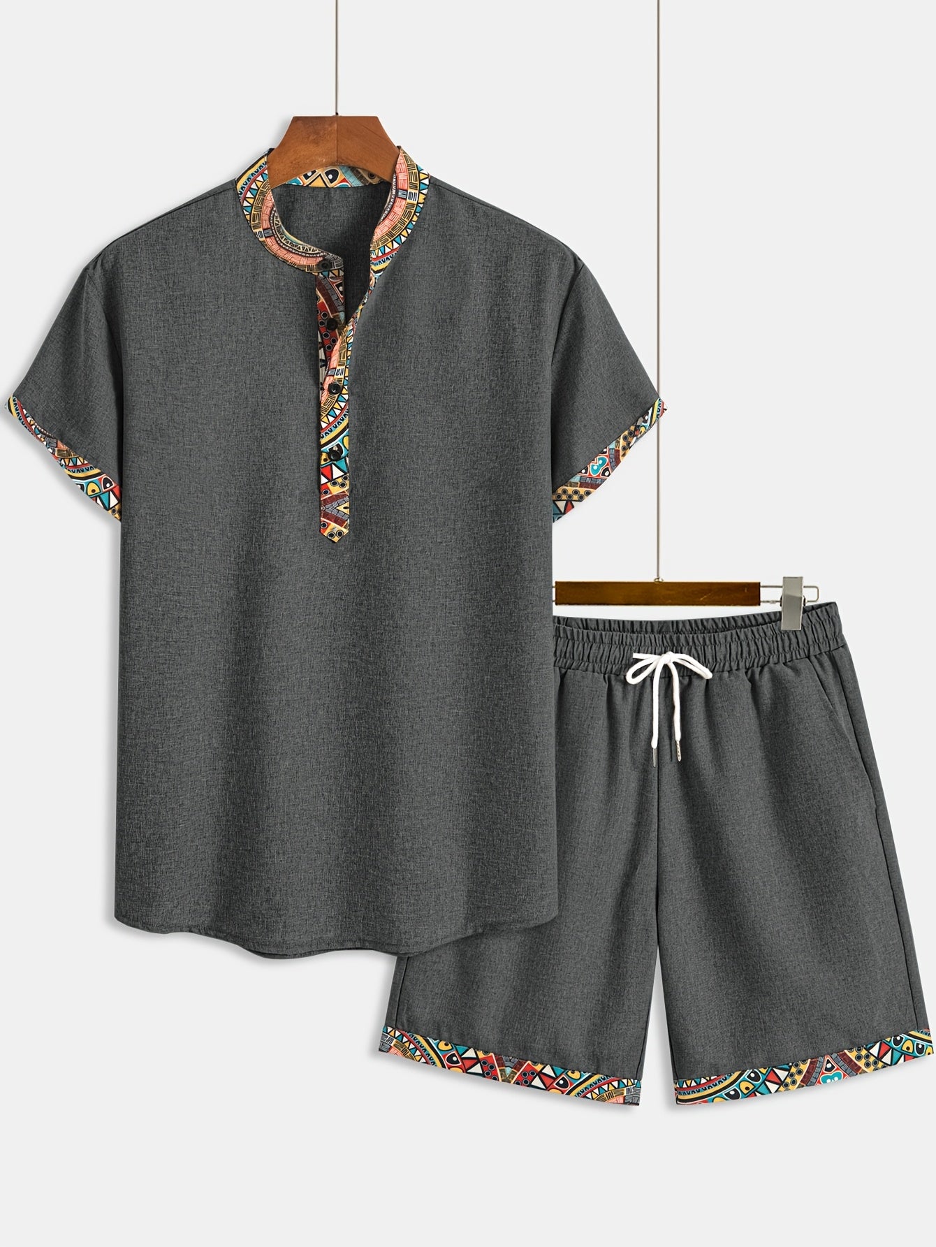 Trendy Patchwork Set – Blouse + Korte Broek