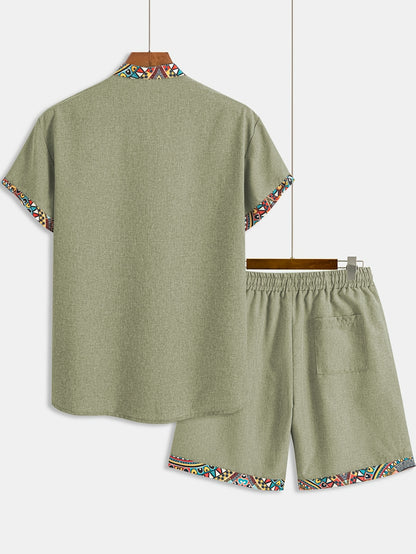 Trendy Patchwork Set – Blouse + Korte Broek