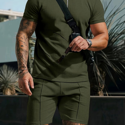 Trendy Wafelstof Set – Shirt + Korte Broek