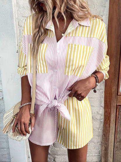 Liv – Gestreepte Set: Shirt + Shorts