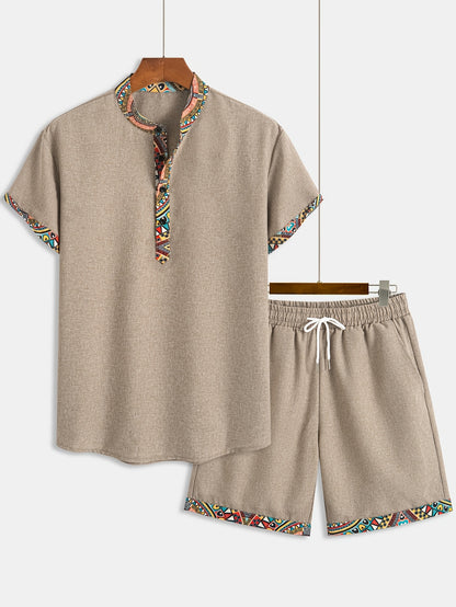 Trendy Patchwork Set – Blouse + Korte Broek