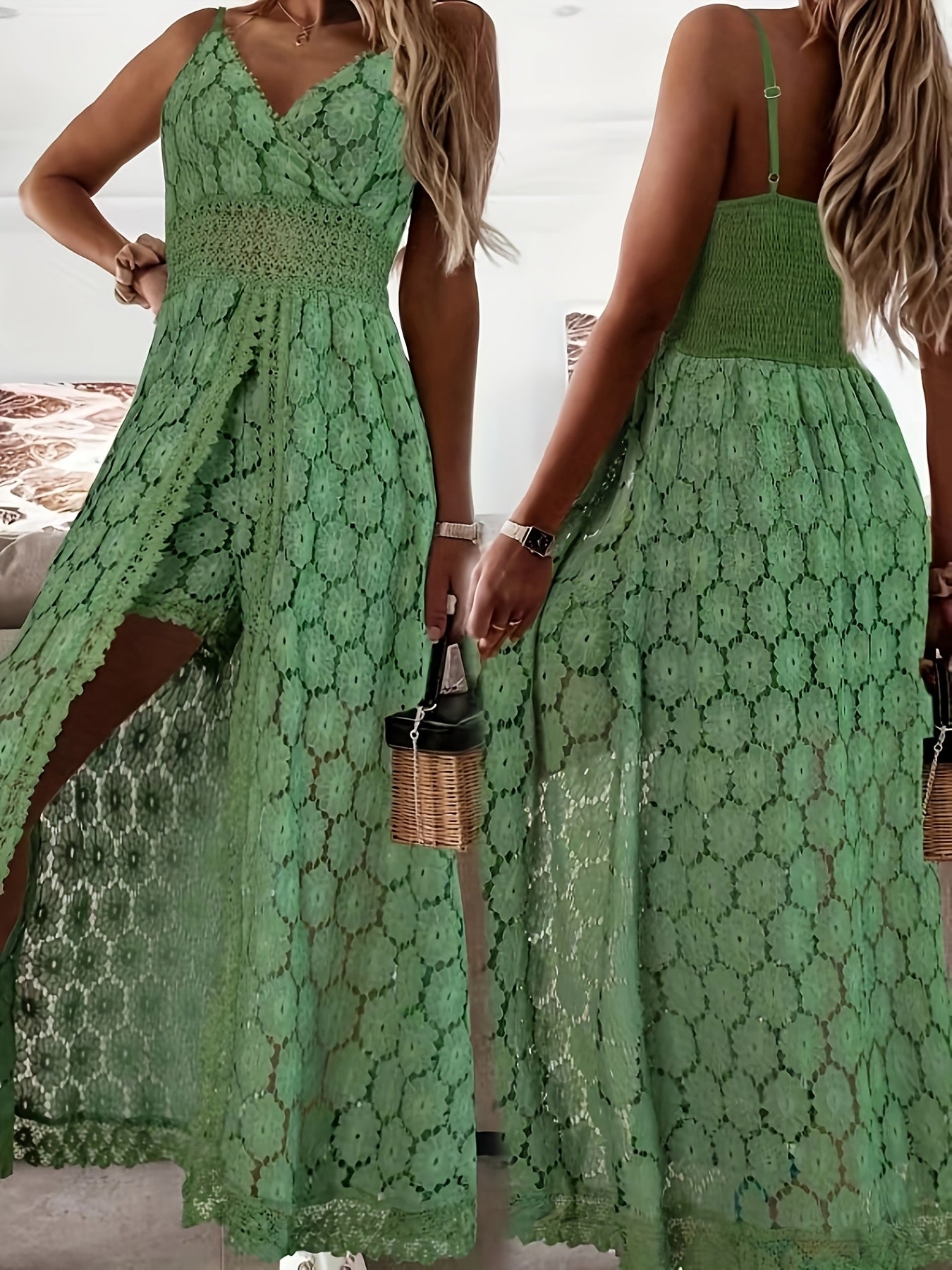 Isabeau – Elegante Kantenjurk met V-Hals