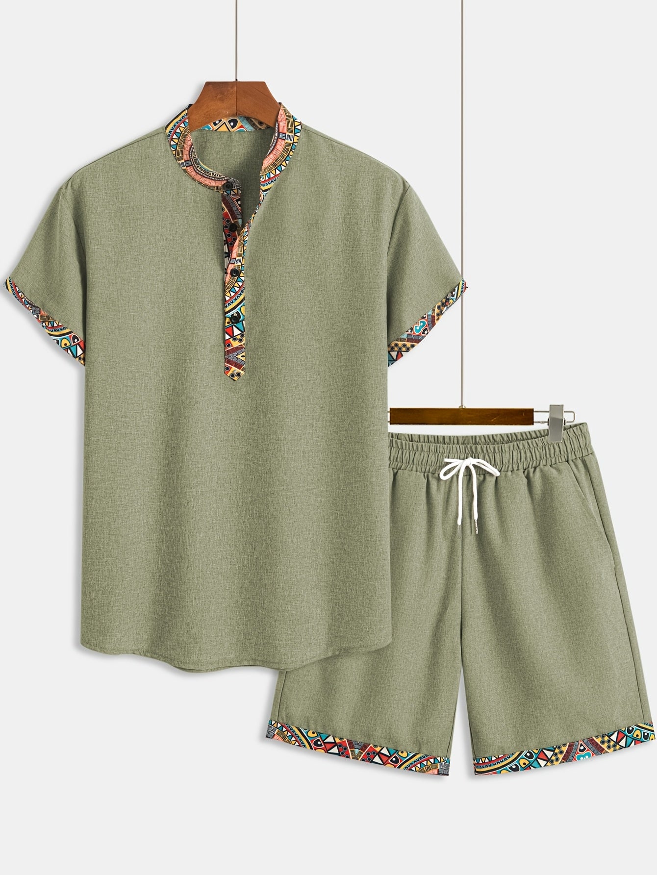 Trendy Patchwork Set – Blouse + Korte Broek